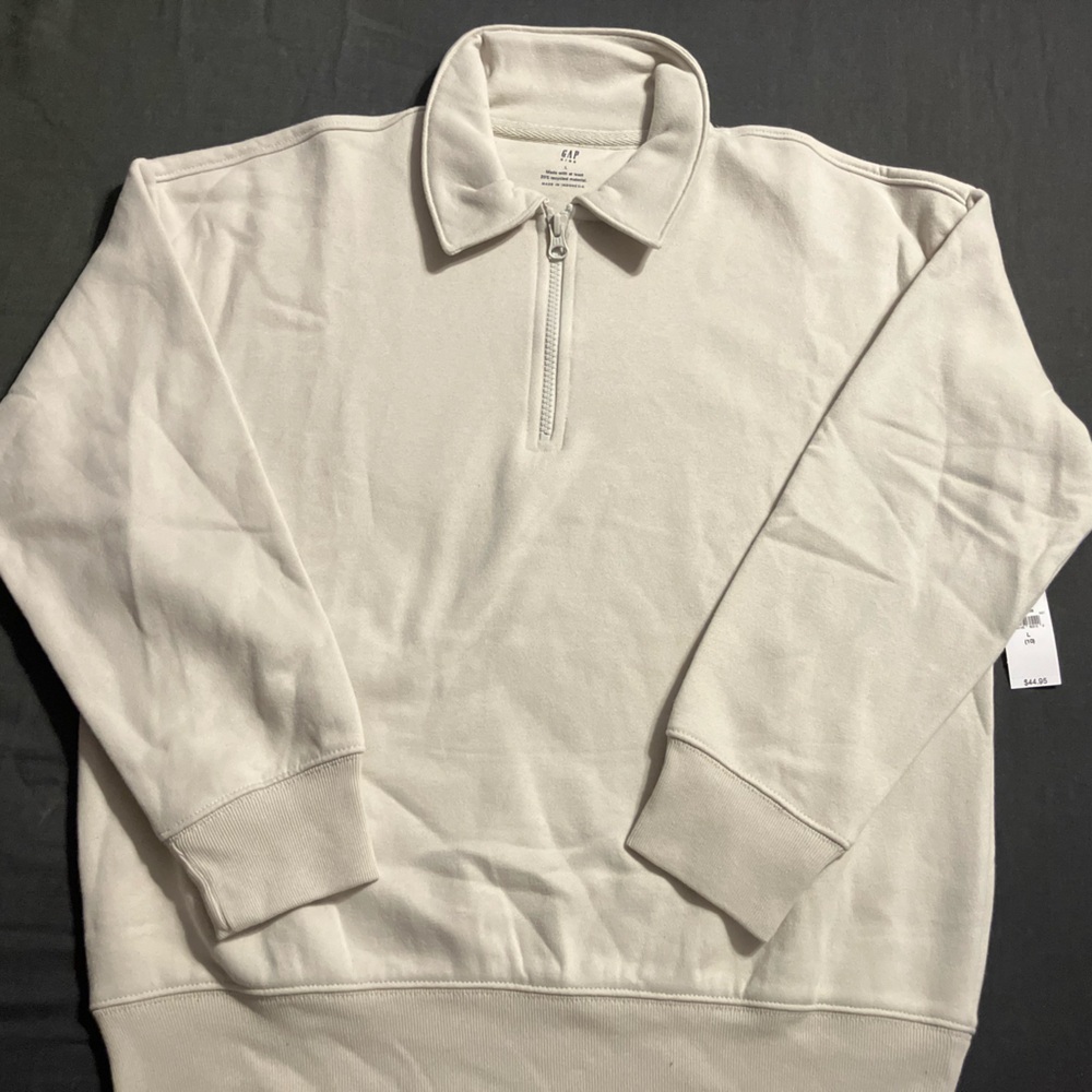 GAP Kids Cream Quarter-Zip Pullover Sweatshirt